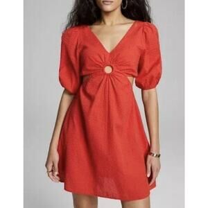 And Now This Women's Red Keyhole Cotton Mini Dress Sz. XS NWT